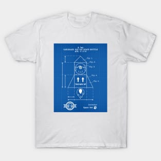 Cat Space Shuttle Blueprint T-Shirt